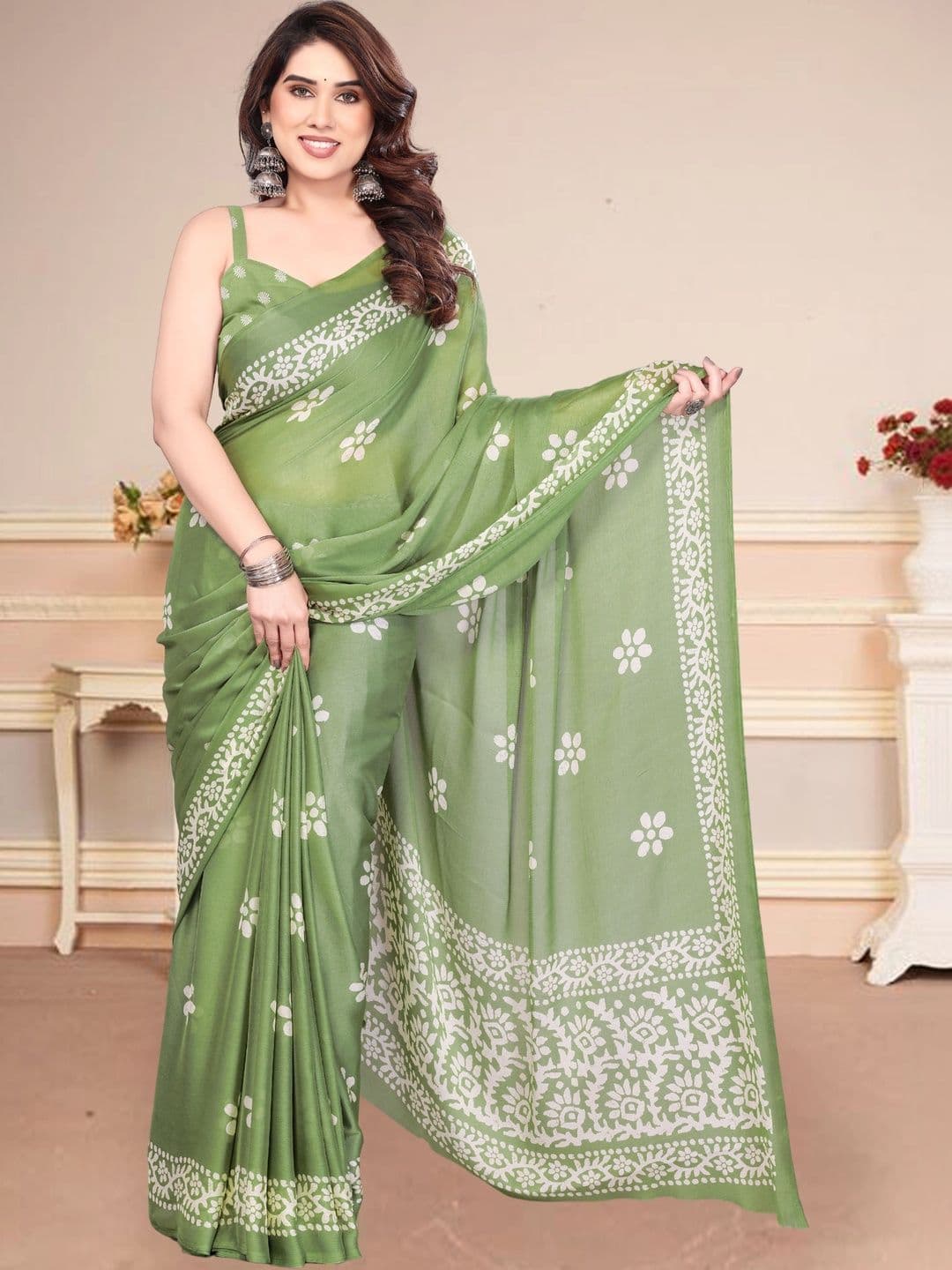 Owee Floral Pure Chiffon Designer Saree - view 1