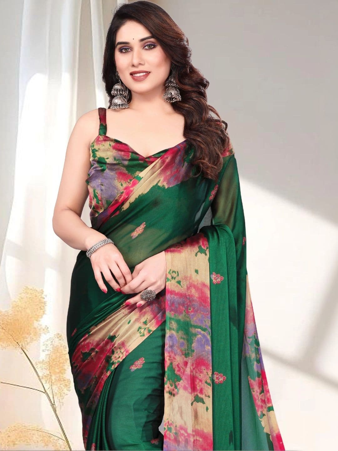 Owee Floral Pure Chiffon Designer Saree thumbnail 2