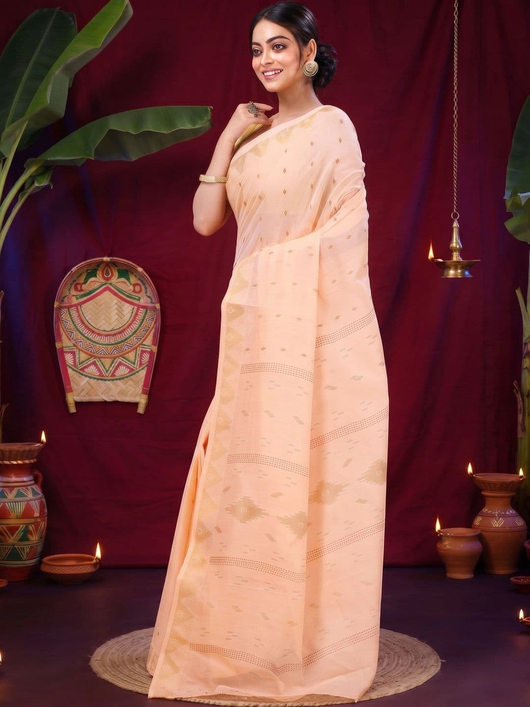 GitAsit Woven Design Zari Pure Cotton Handloom Taant Saree - view 1
