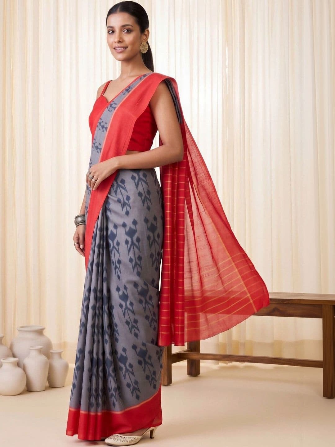 Saree mall Woven Design Designer Bagru Sarees thumbnail 4