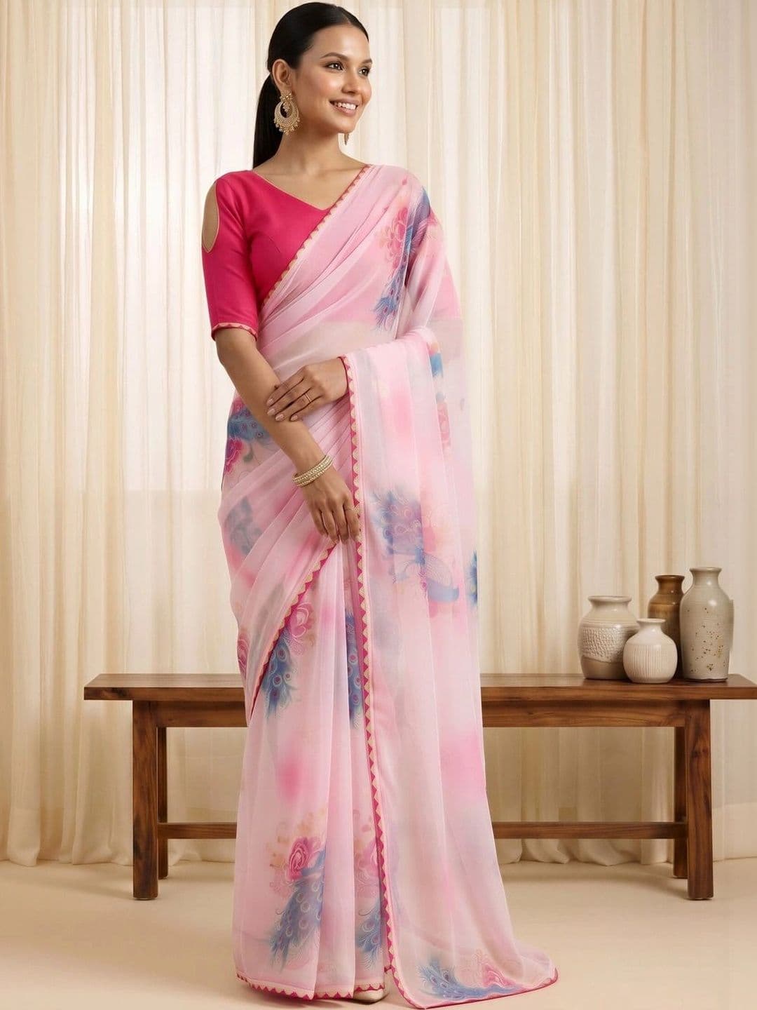 Saree mall Embellished Gotta Patti Poly Georgette Designer Sarees thumbnail 2