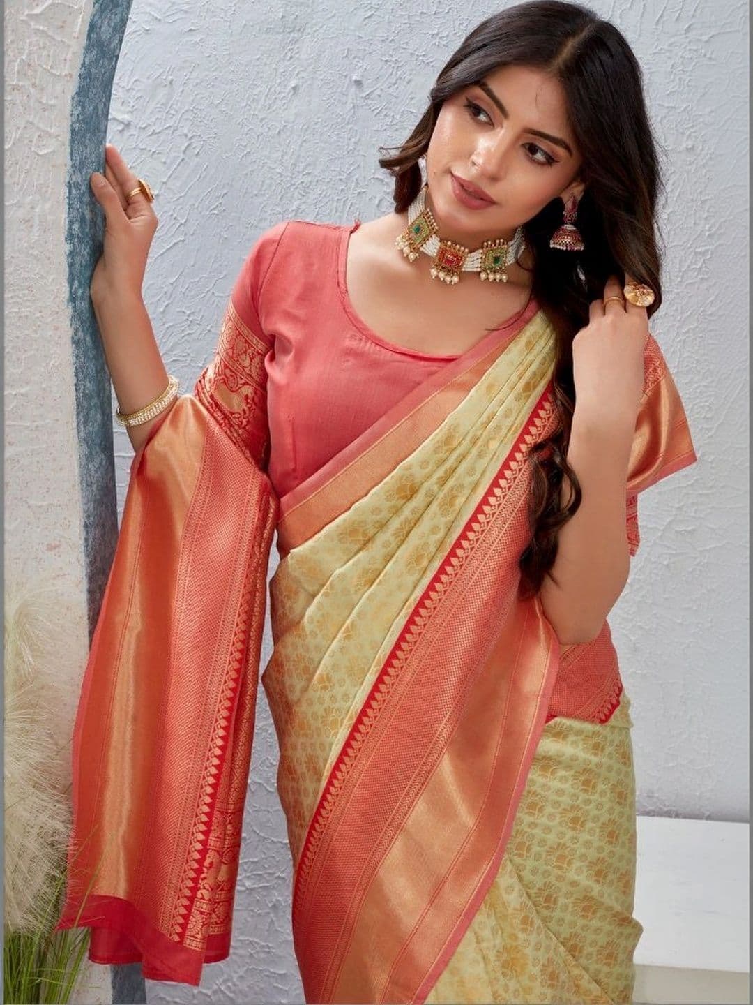 revika Woven Design Zari Art Silk Designer Kanjeevaram Saree thumbnail 4