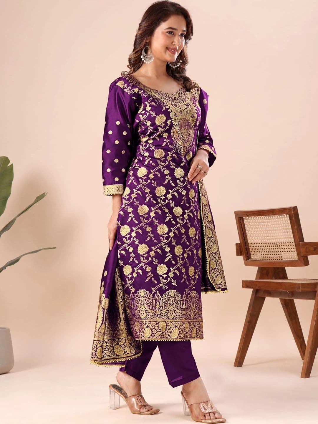 kantuba Art Silk Unstitched Dress Material thumbnail 2