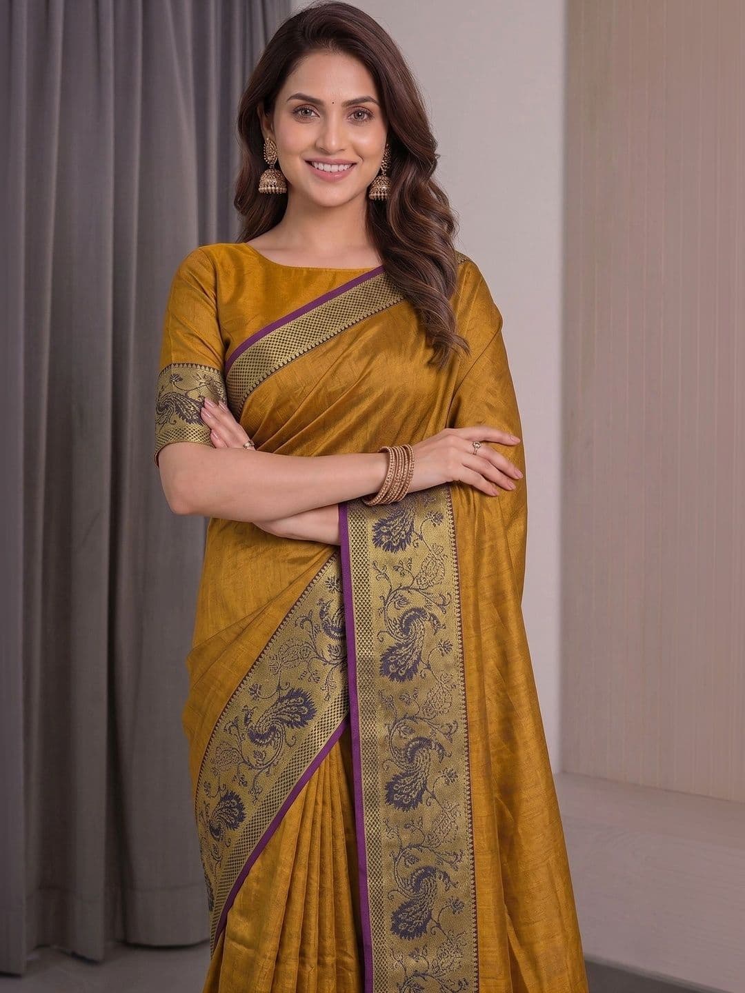 Owee Zari Silk Cotton Designer Saree thumbnail 3