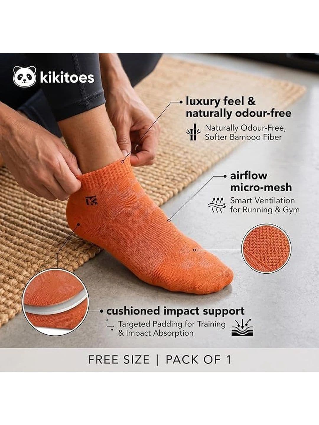 Kikitoes Men Pack of 2 Assorted Solid Bamboo Ankle Length Socks thumbnail 4