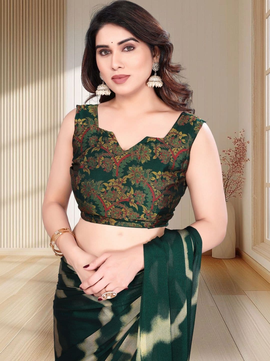 Owee Tie and Dye Pure Chiffon Designer Saree thumbnail 2