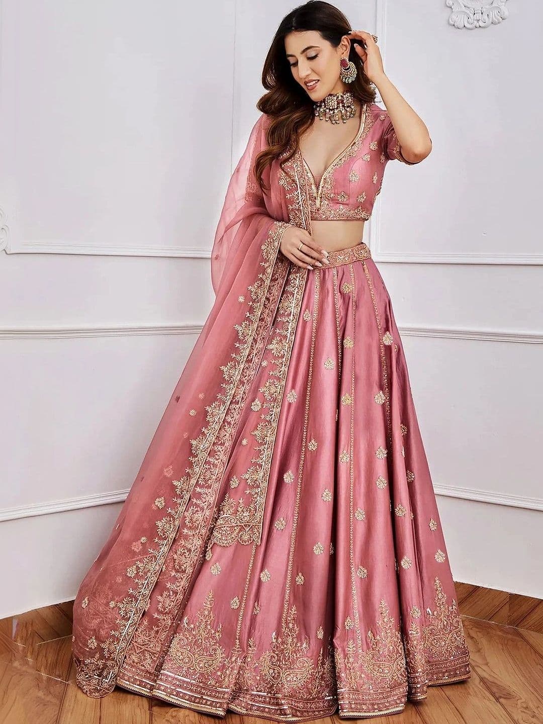 Zeel Clothing Embroidered Semi-Stitched Lehenga & Unstitched Blouse With Dupatta thumbnail 5