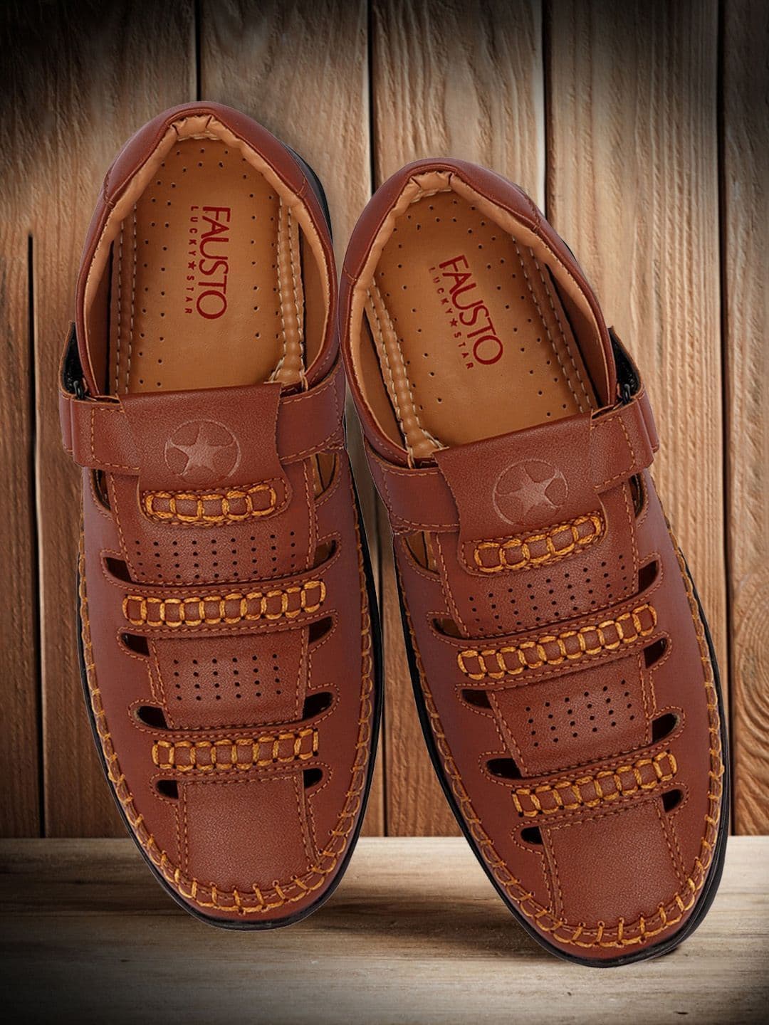 FAUSTO Men Tan Fisherman Sandals thumbnail 2