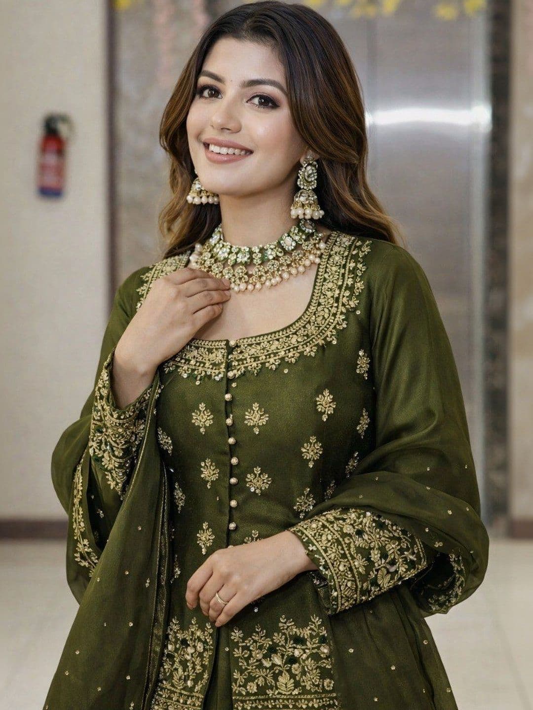 BLUSH STREET Embroidered Semi-Stitched Lehenga & Blouse With Dupatta thumbnail 2