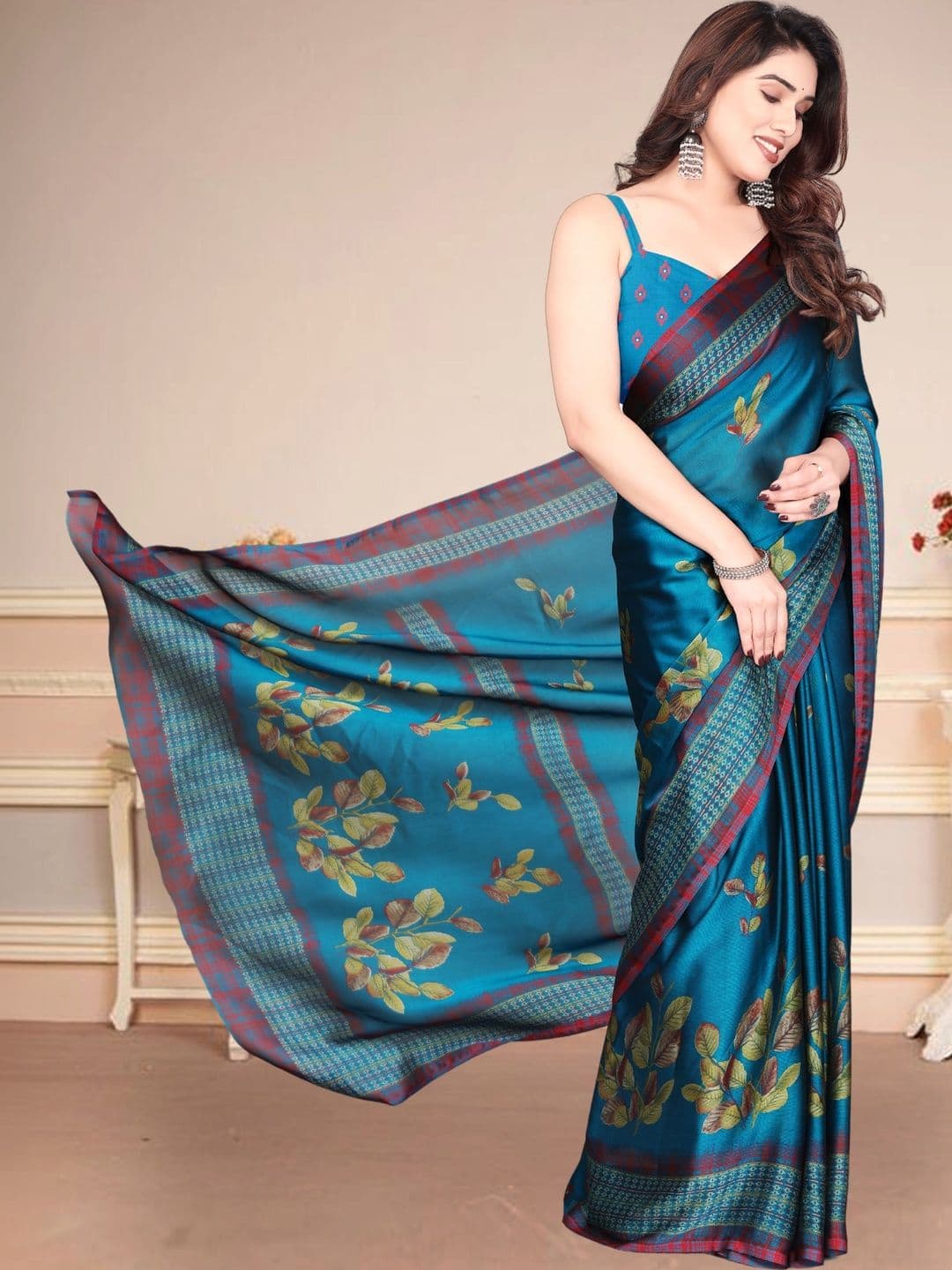Owee Floral Pure Chiffon Designer Saree thumbnail 3