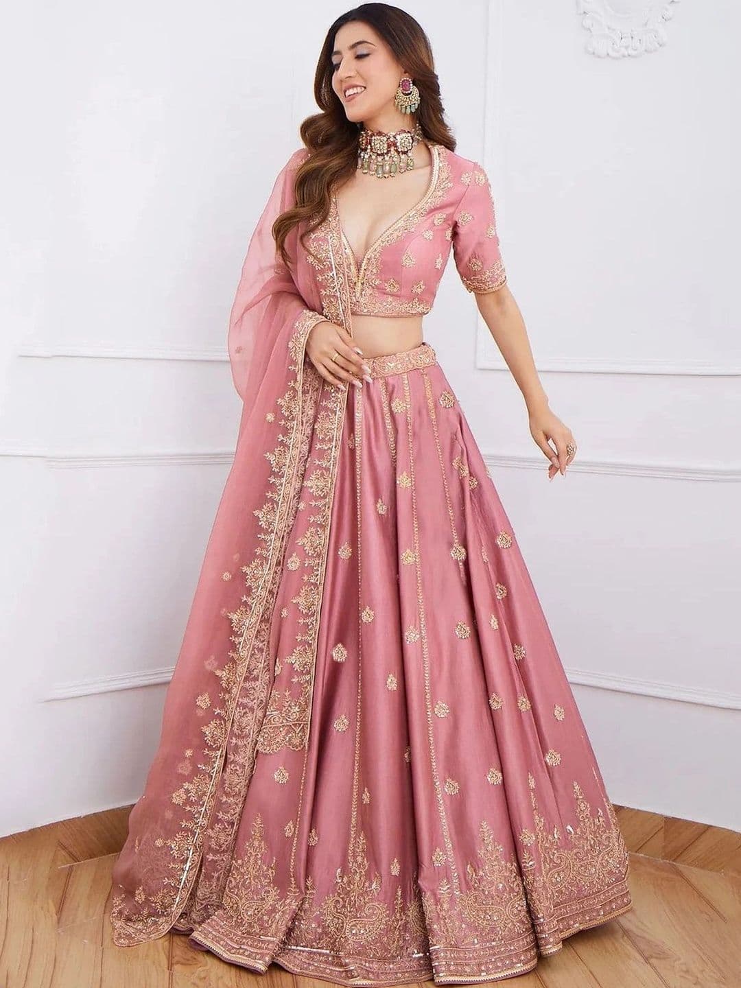 Zeel Clothing Embroidered Semi-Stitched Lehenga & Unstitched Blouse With Dupatta thumbnail 4