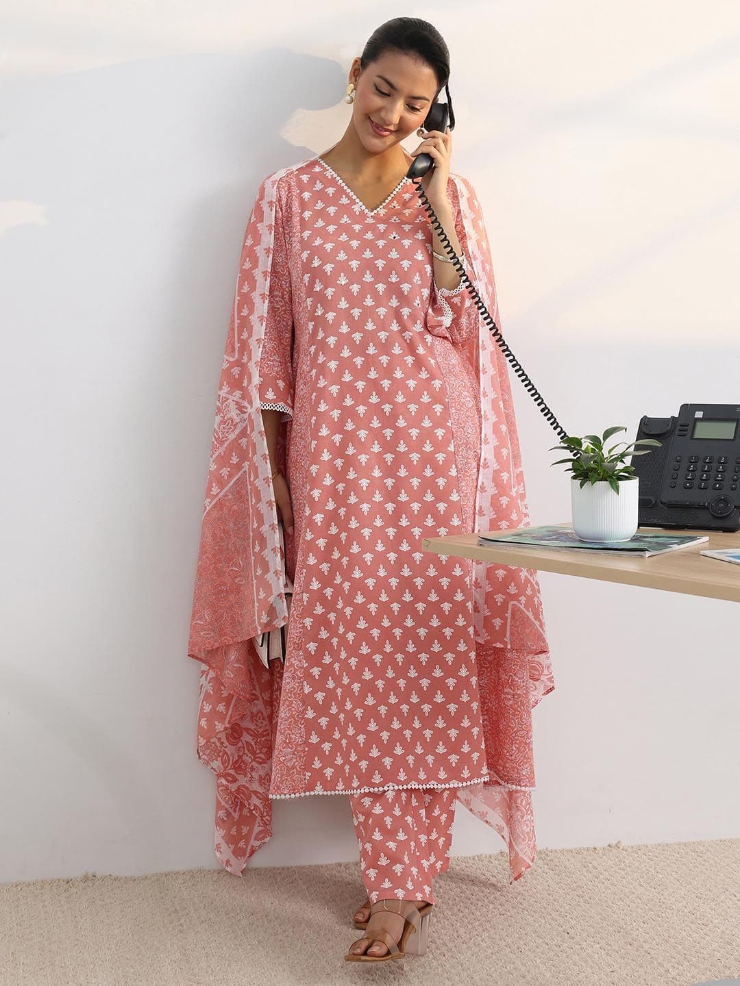 Gerua By Libas Women Ethnic Motifs Printed Regular Kurta with Trousers & With Dupatta - view 1