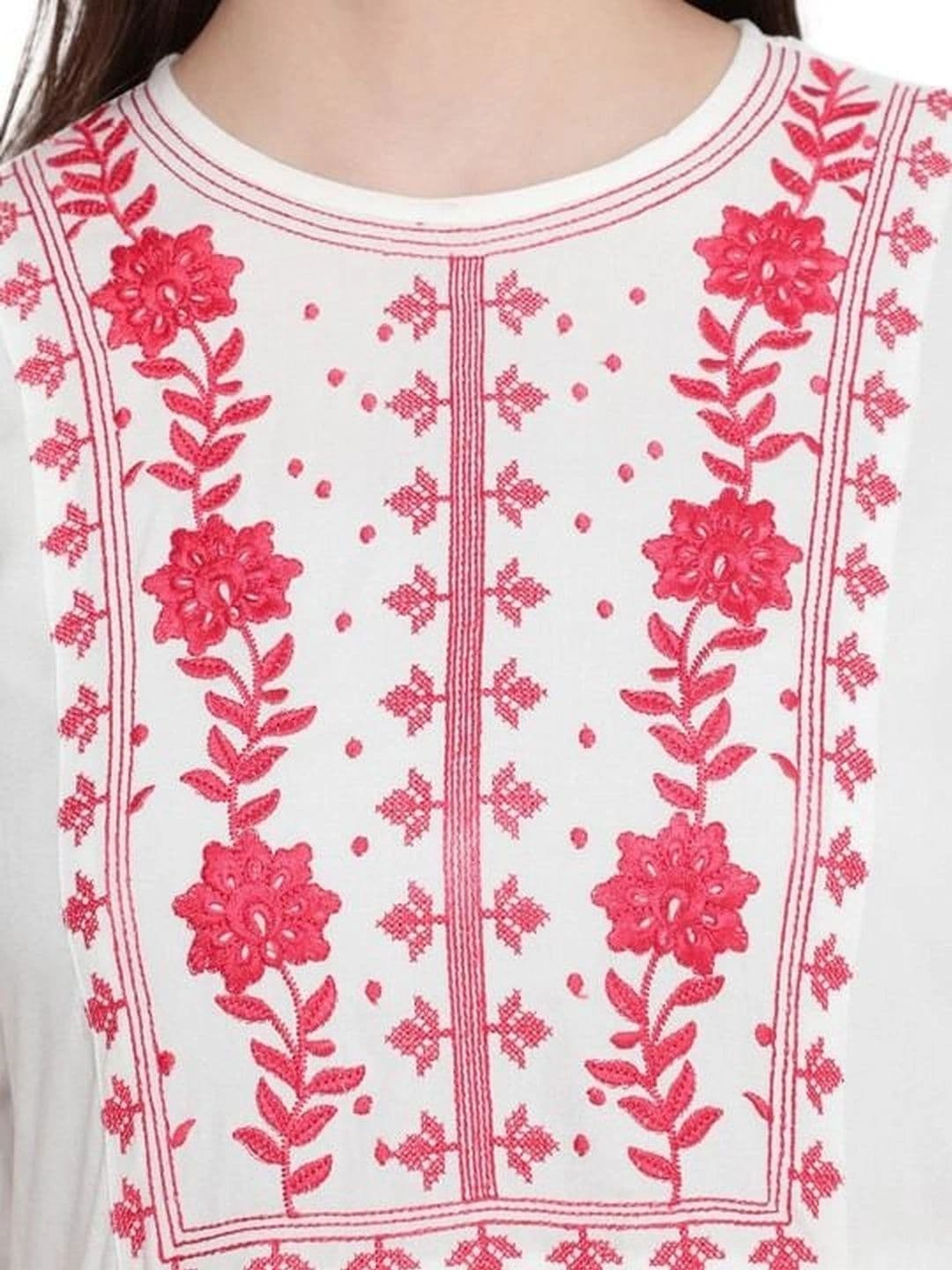 SAVI Women Ethnic Motifs Embroidered Regular Thread Work Kurta with Palazzos thumbnail 5