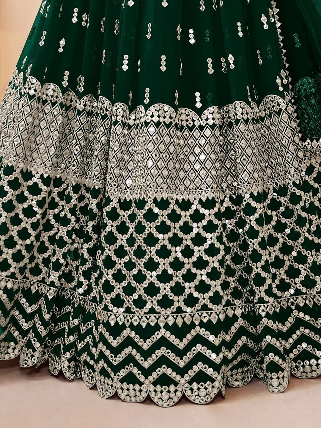 Zeel Clothing Embellished Mirror Work Semi-Stitched Lehenga & Unstitched Blouse With Dupatta thumbnail 4
