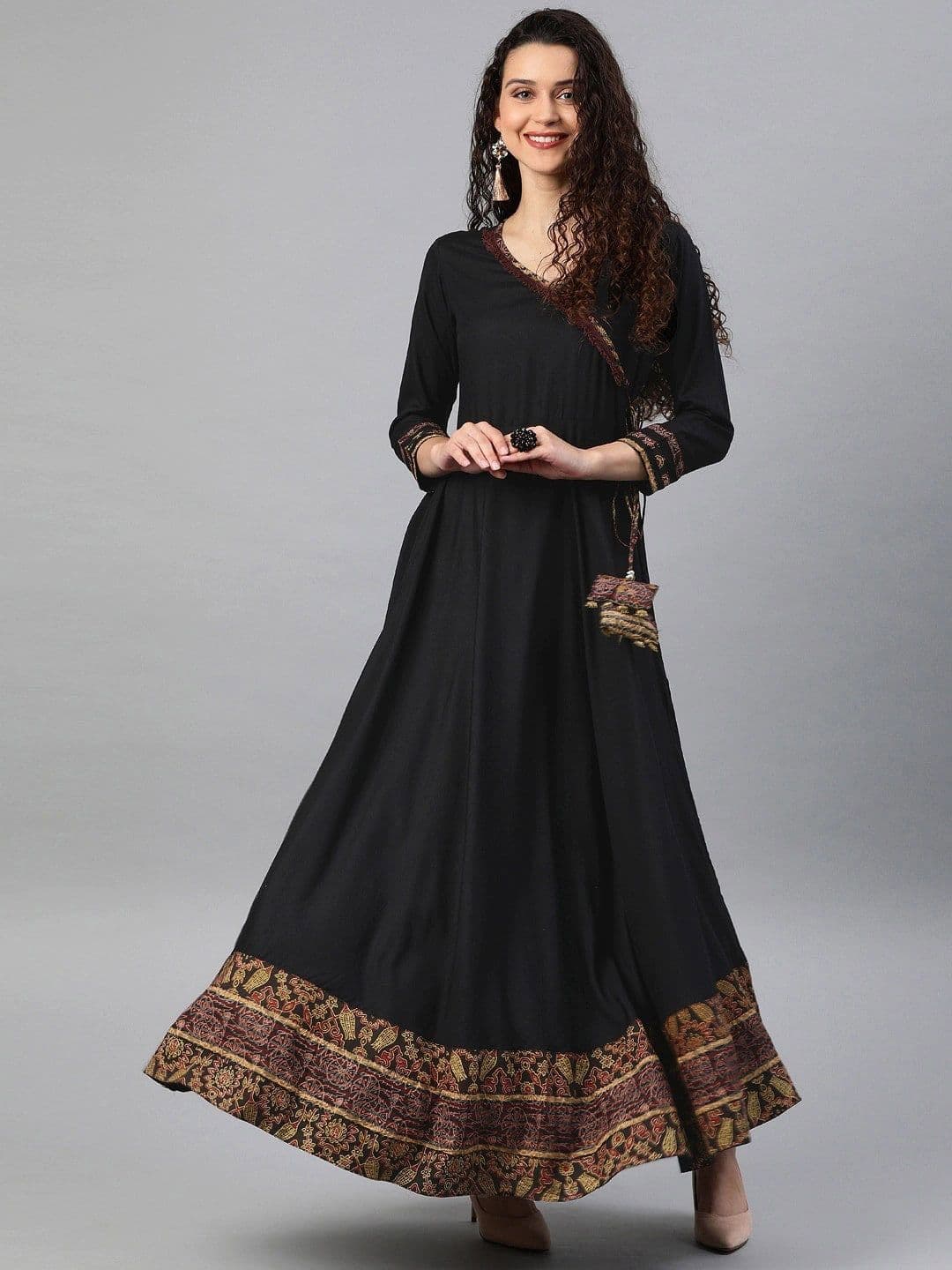 KALINI V-Neck Long Sleeves Sequins Flared Anarkali Kurta - view 1