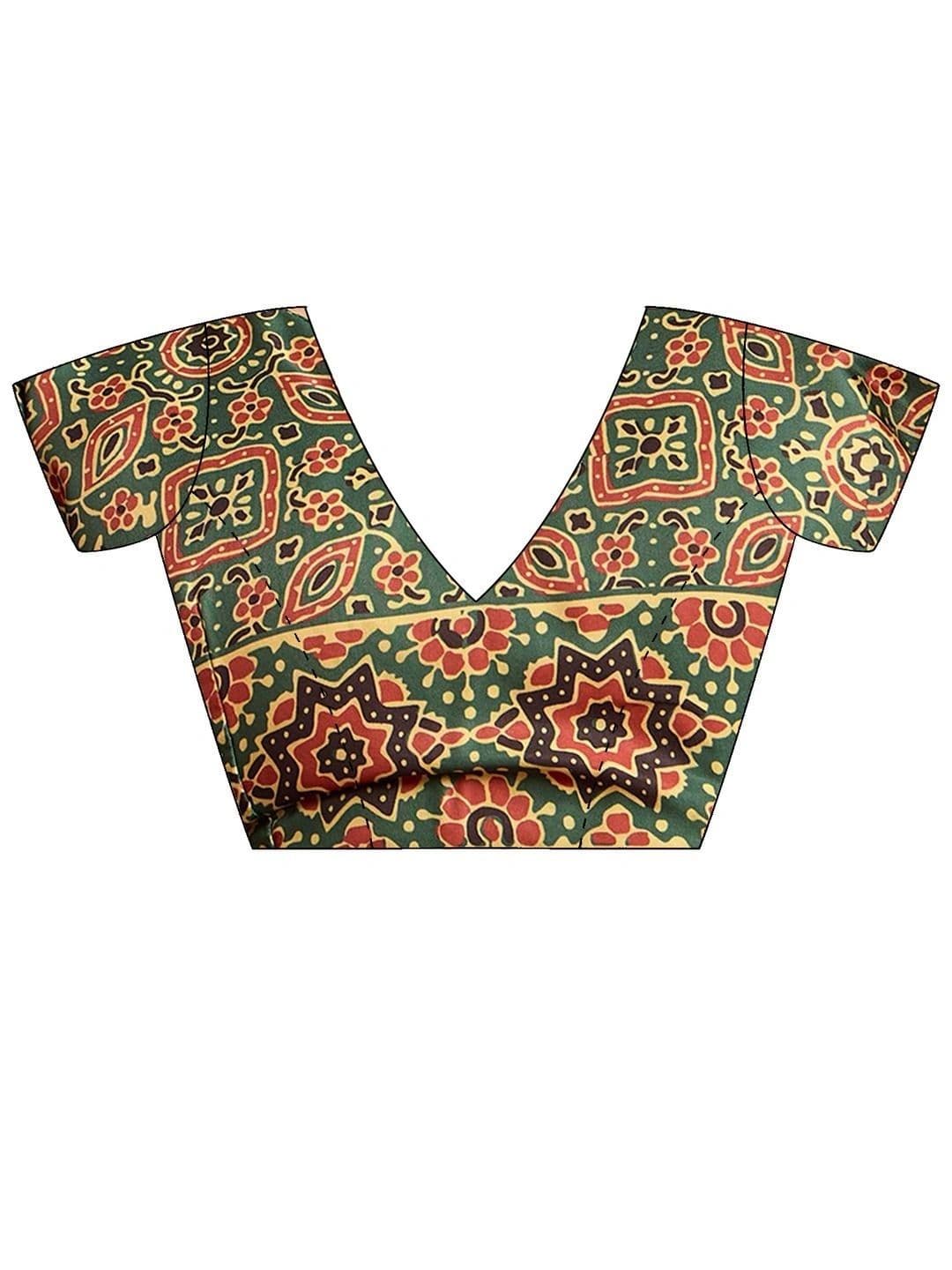 Saree mall Ethnic Motifs Silk Blend Designer Block Print Sarees thumbnail 4