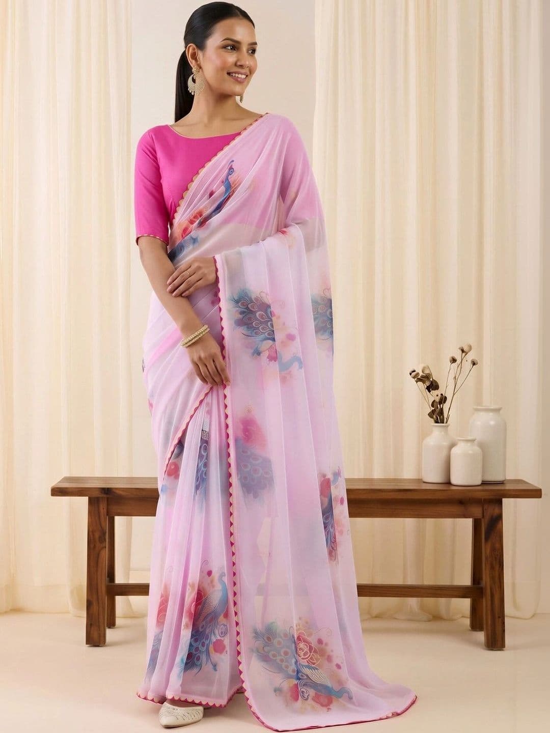 Saree mall Embellished Gotta Patti Poly Georgette Designer Sarees thumbnail 4