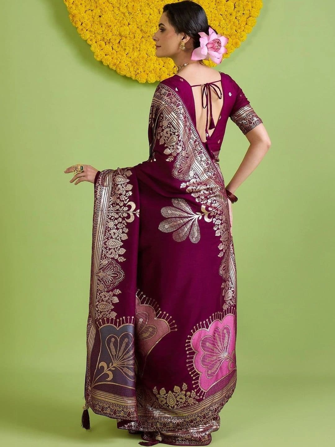 Saree mall Woven Design Zari Silk Blend Designer Banarasi Sarees thumbnail 7