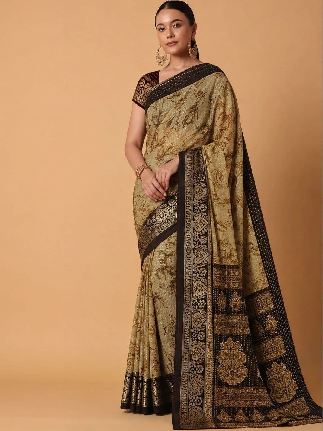 RegalDrapes Paisley Zari Pure Georgette Saree thumbnail 2