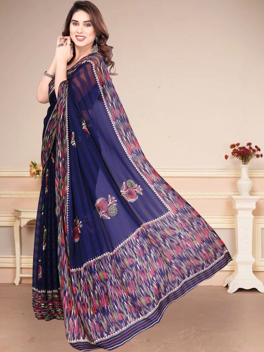 Owee Embroidered Pure Chiffon Designer Saree thumbnail 2