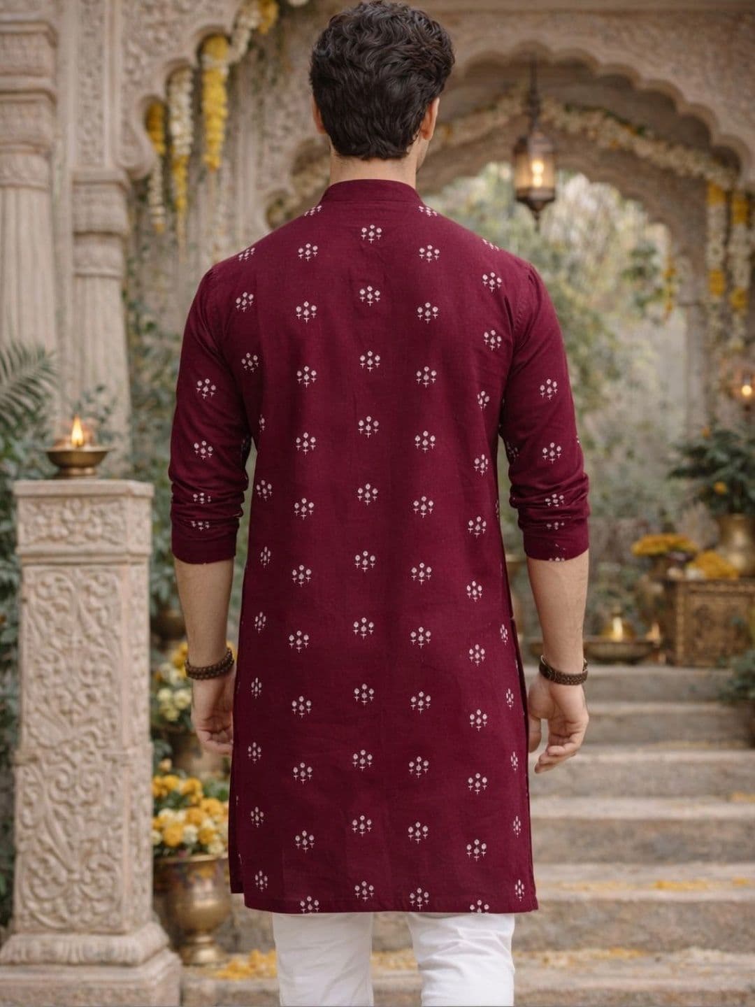 Anouk Men Floral Embroidered Indie Prints Kurta thumbnail 5