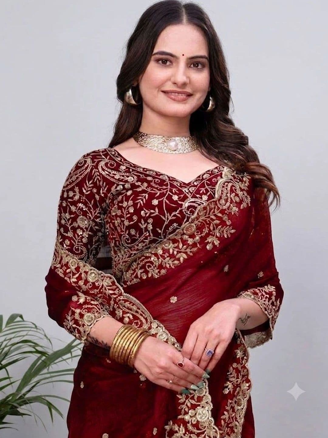 kantuba Floral Zari Art Silk Heavy Work Saree thumbnail 6