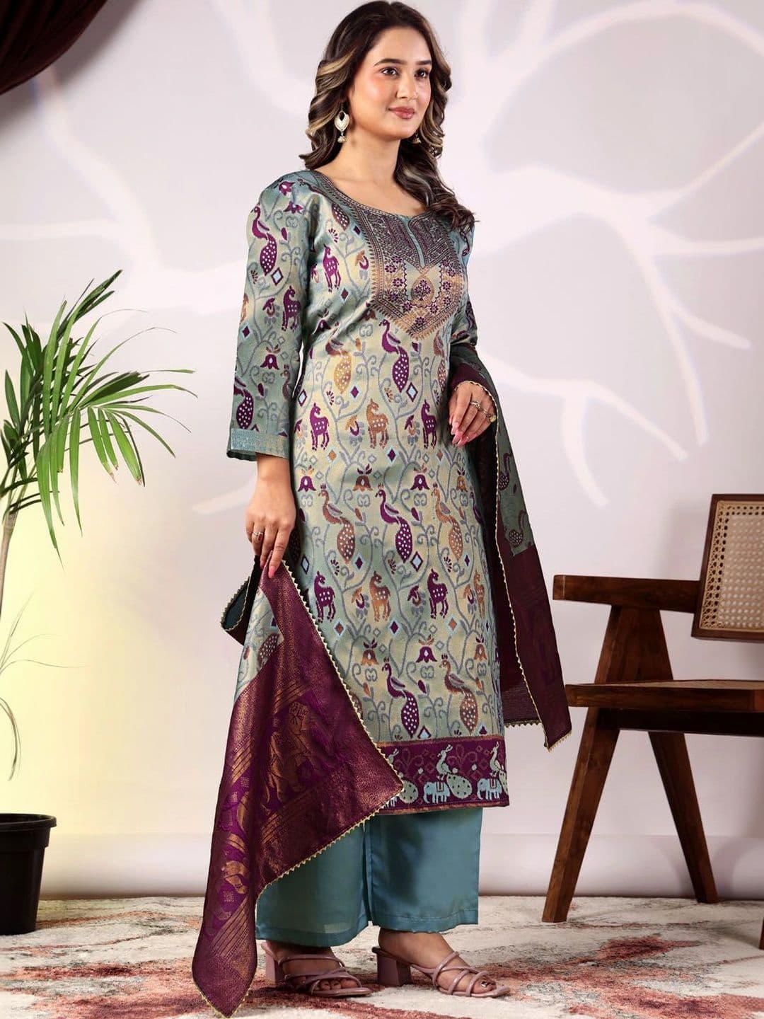 kantuba Art Silk Unstitched Dress Material thumbnail 5