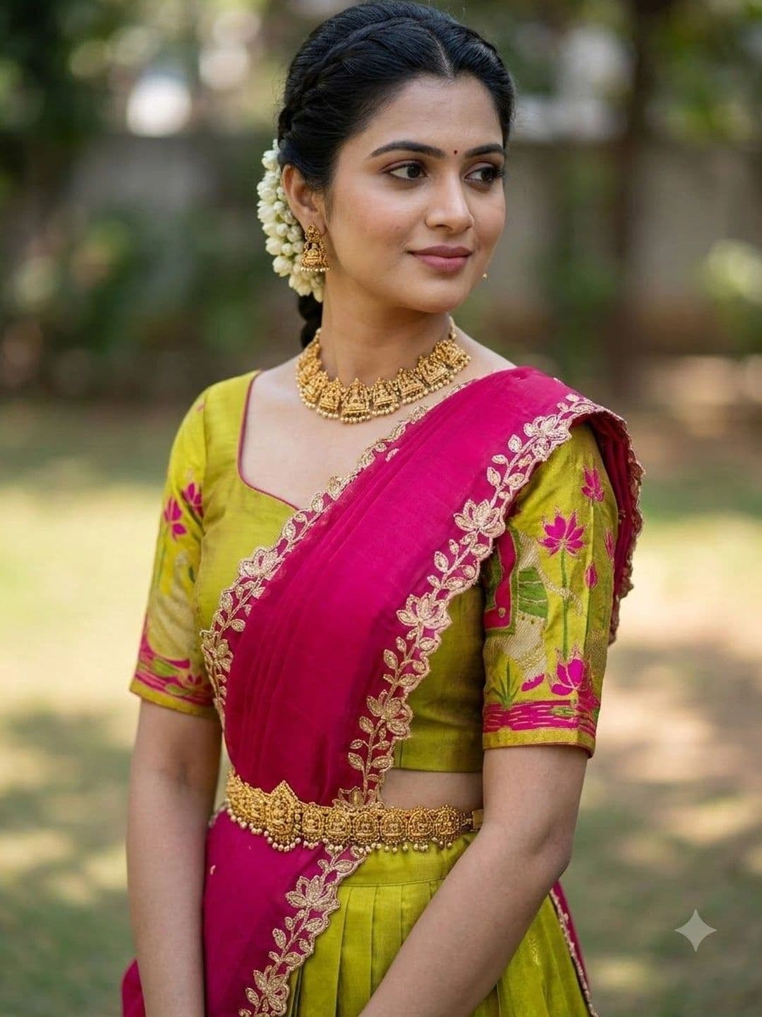 Pink Bindi Women Semi-Stitched Lehenga & Unstitched Blouse With Dupatta thumbnail 2