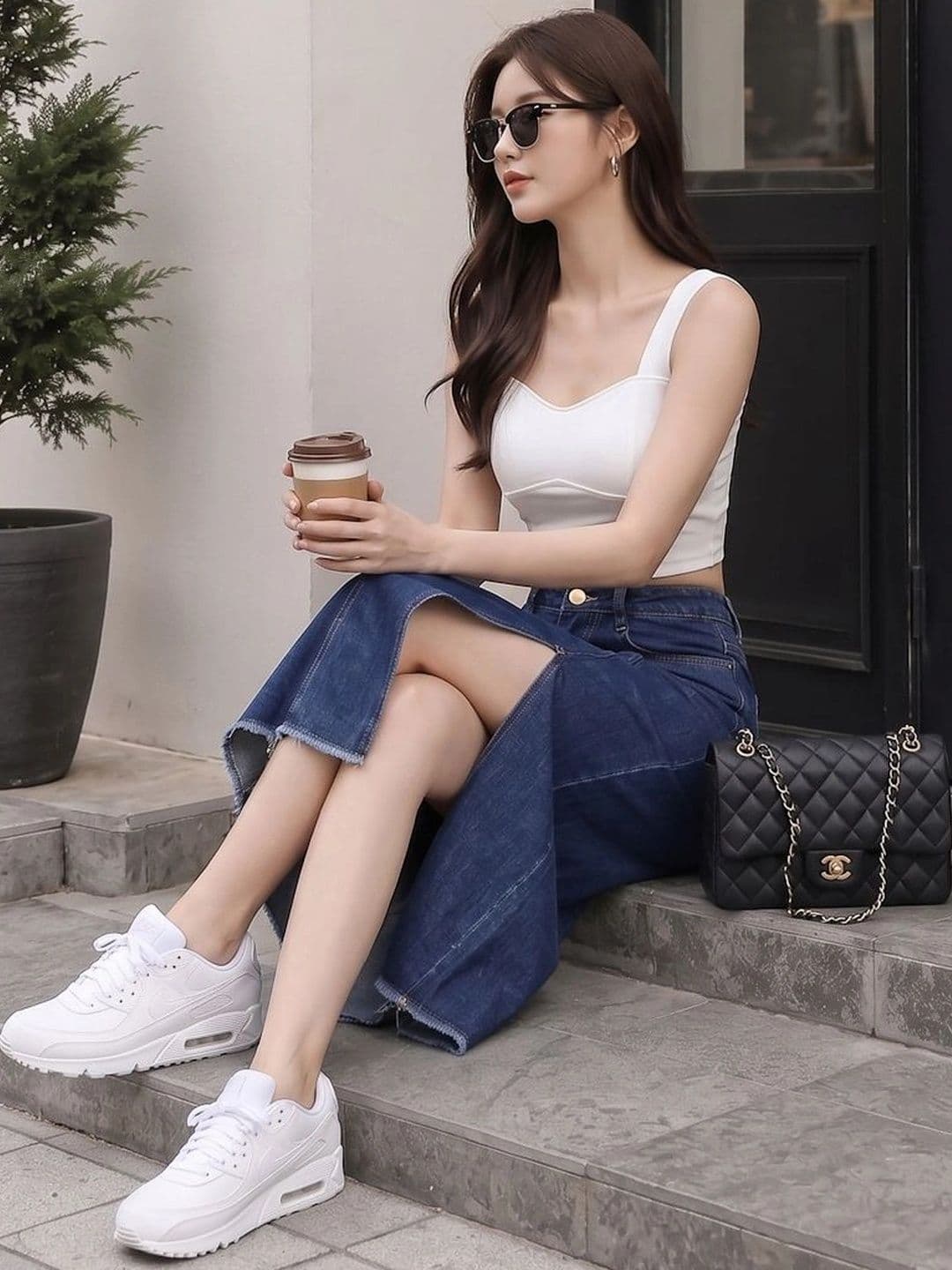 Style Quotient Women Cotton Front Slit Midi Straight Skirt thumbnail 5