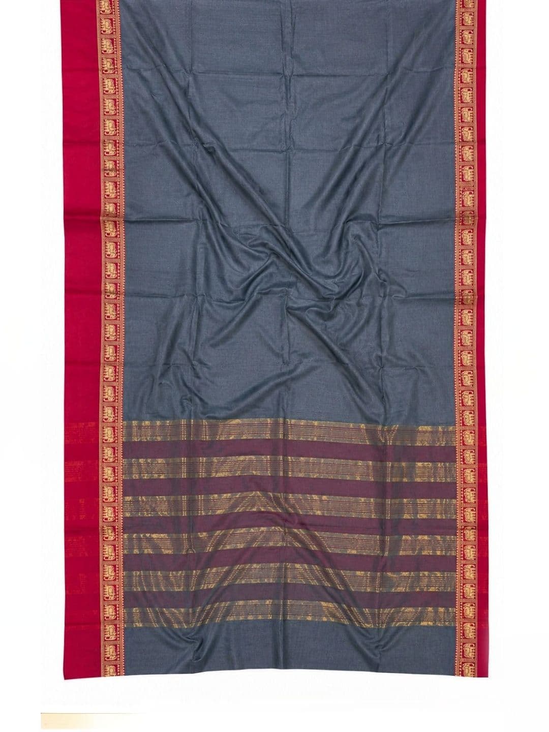 Owee Striped Zari Silk Cotton Designer Saree thumbnail 2