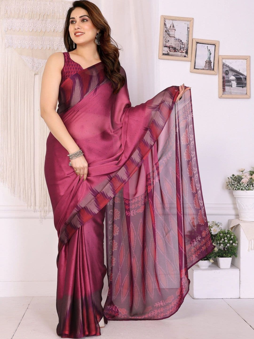Owee Pure Chiffon Designer Saree - view 1