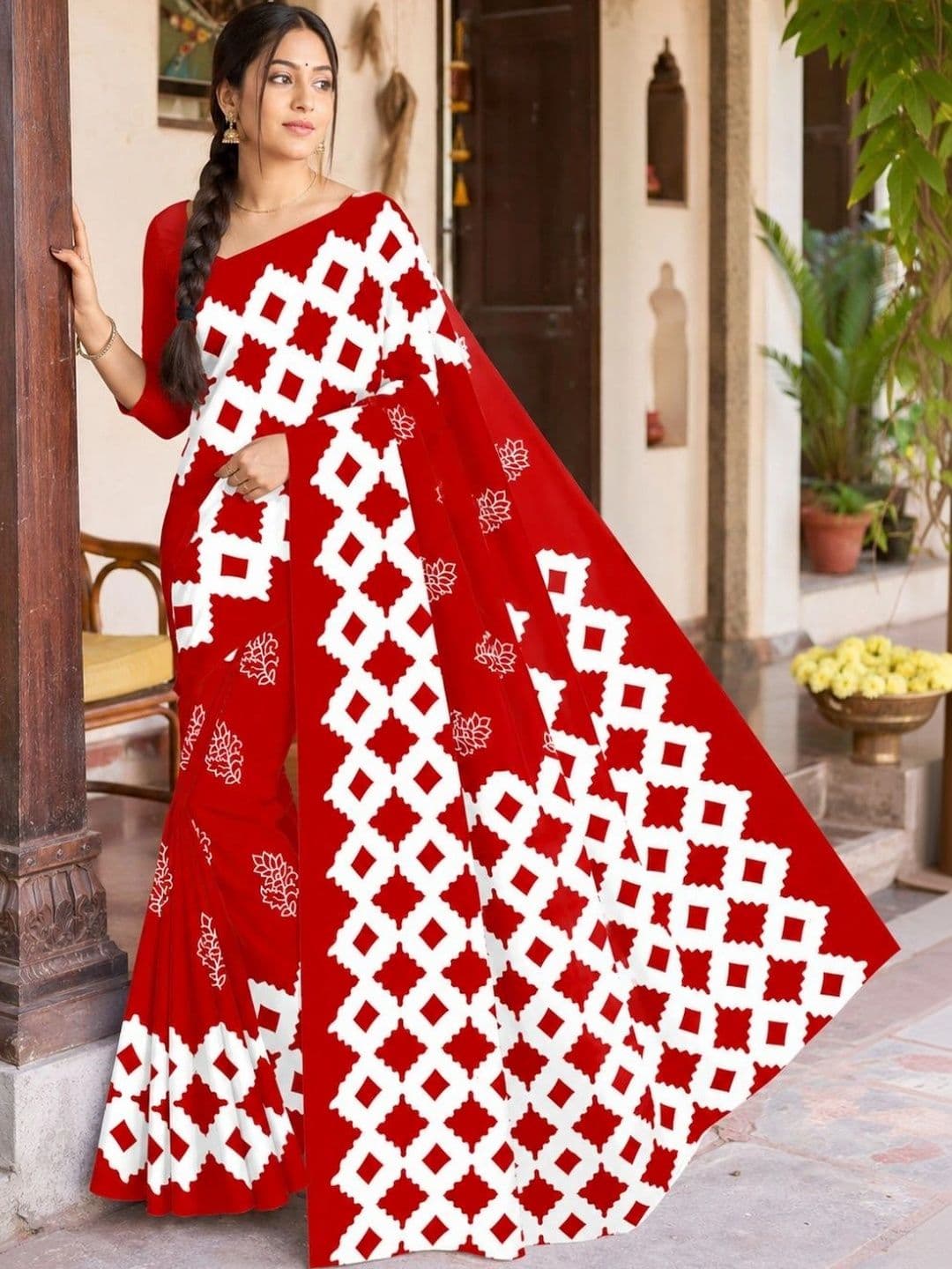 Karishma Pure Cotton Bandhani Saree thumbnail 3