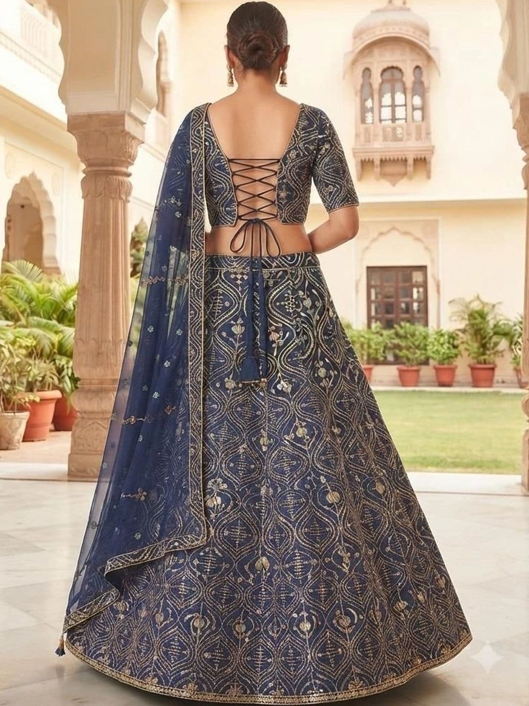 Indi Kal Embroidered Sequinned Ready to Wear Lehenga & Blouse With Dupatta thumbnail 5