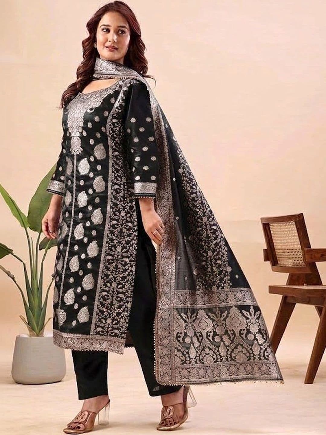 kantuba Art Silk Unstitched Dress Material thumbnail 5