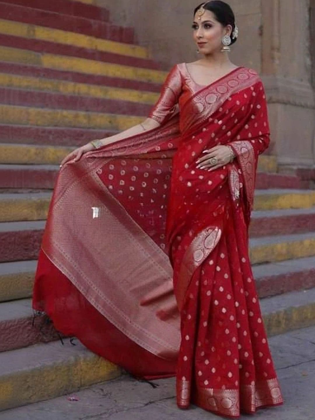 revika Woven Design Zari Art Silk Designer Kanjeevaram Saree thumbnail 3