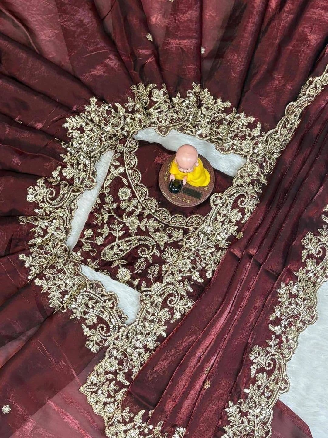 Sangria Embellished Zari Satin Saree thumbnail 7