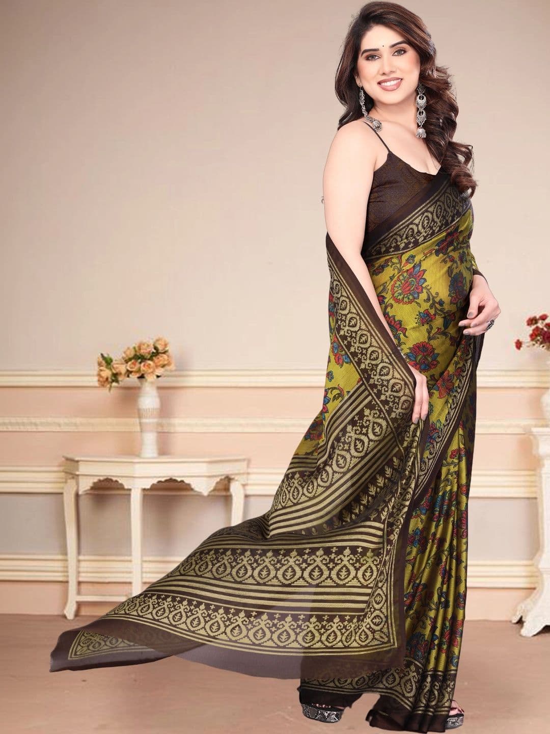 Owee Floral Pure Chiffon Designer Saree thumbnail 2