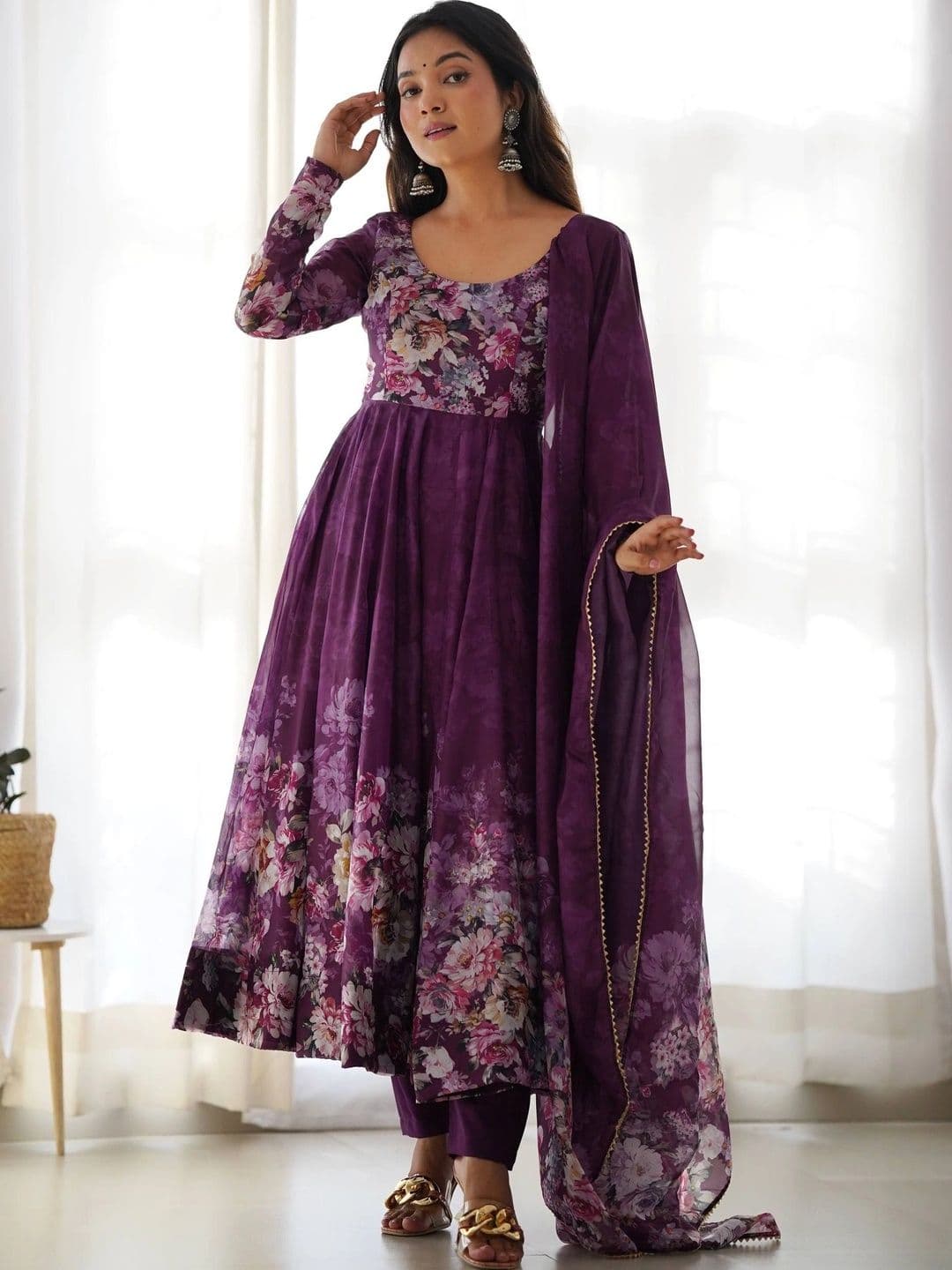 VASTRABELLA Women Floral Printed Empire Kurta with Trousers & With Dupatta - view 1