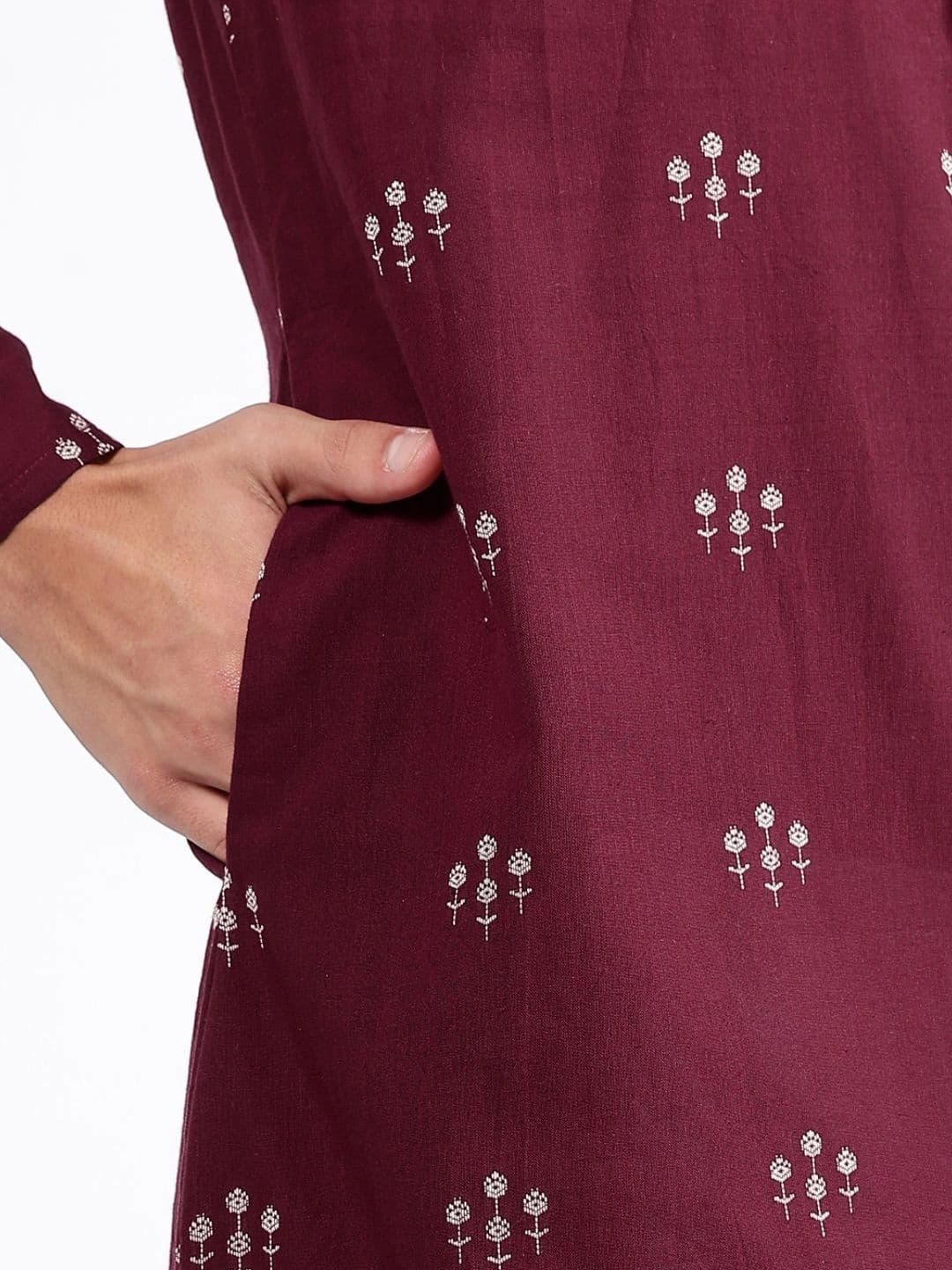 Anouk Men Floral Embroidered Indie Prints Kurta thumbnail 2