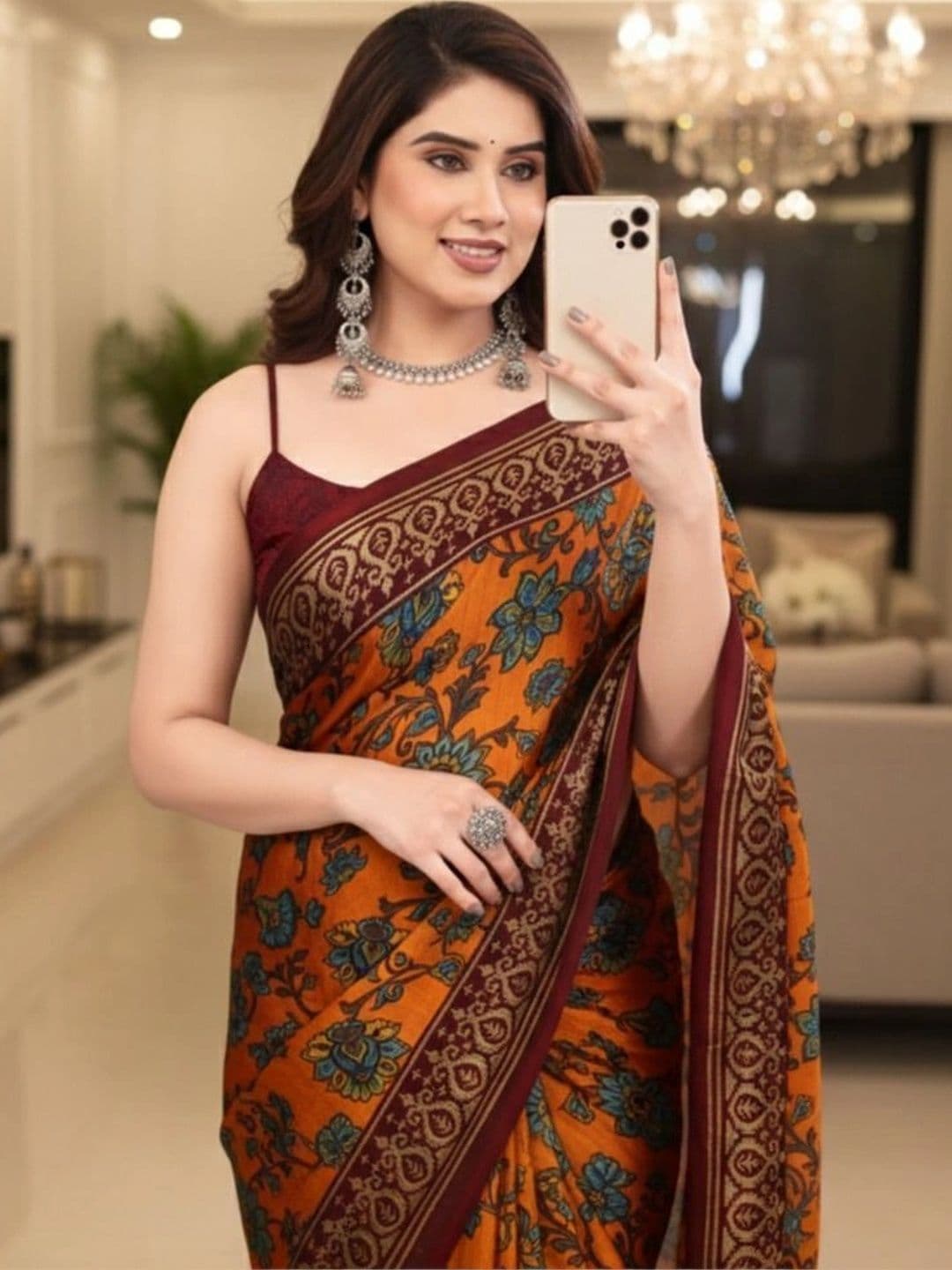 Owee Floral Pure Chiffon Designer Saree thumbnail 2