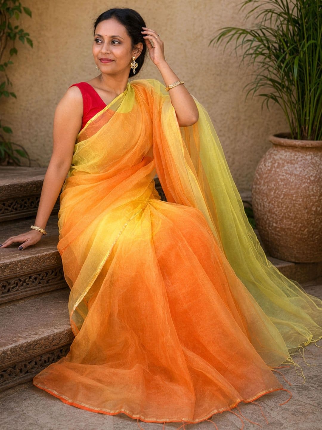 Sandhya Saree Creations Ombre Organza Fusion Sarees thumbnail 3
