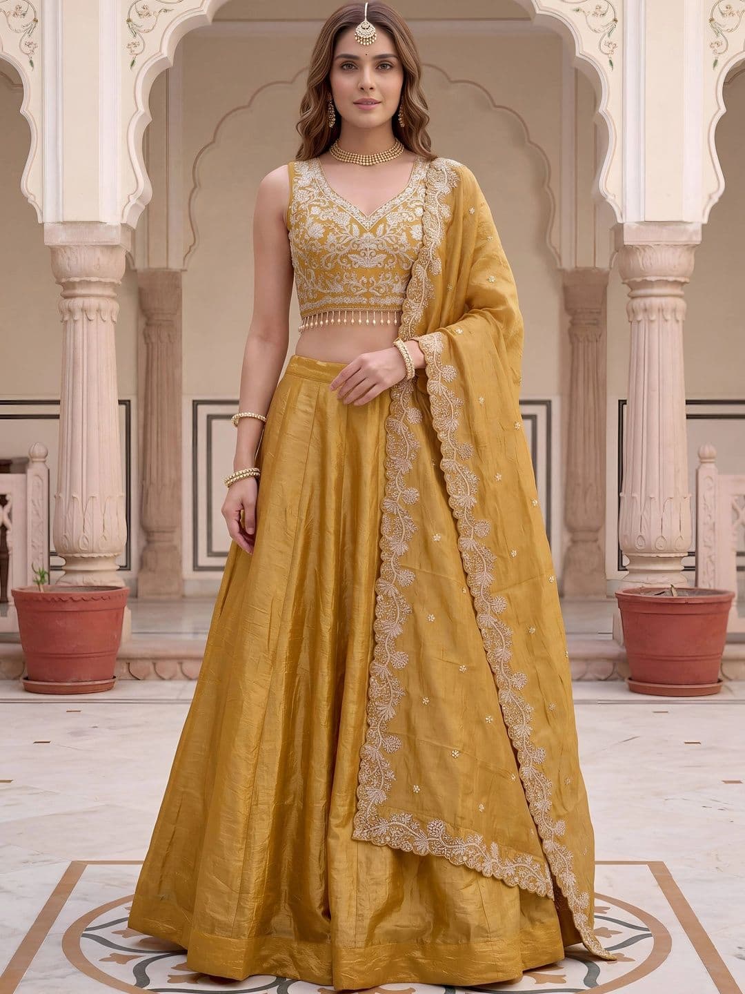 Zeel Clothing Embroidered Sequinned Semi-Stitched Lehenga & Unstitched Blouse With Dupatta - view 1
