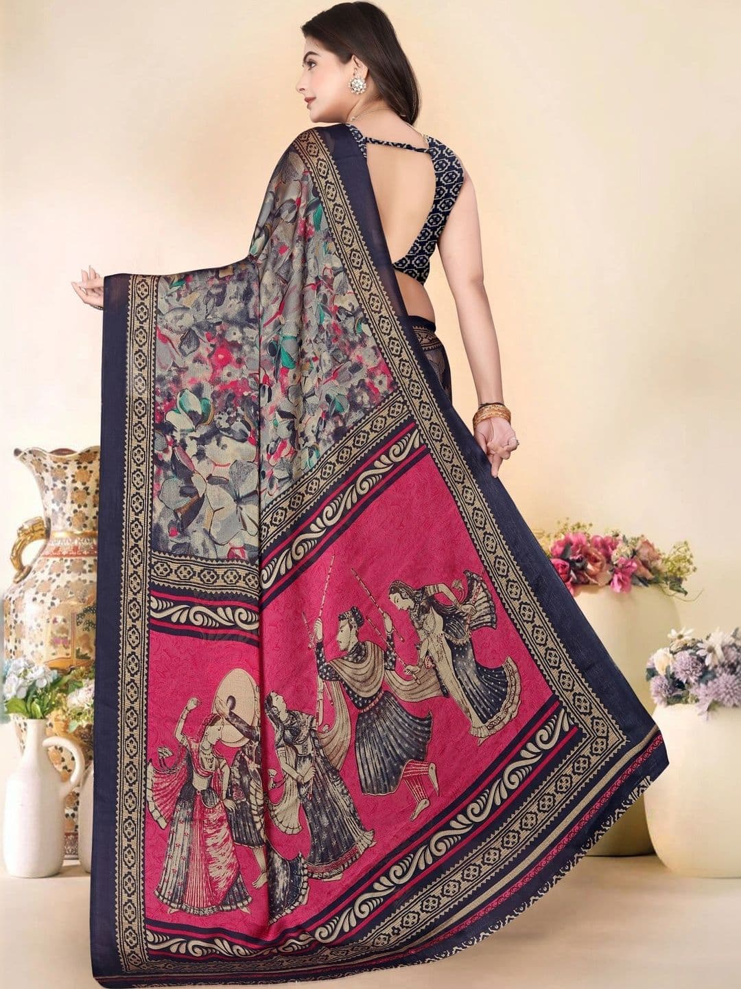 Owee Floral Pure Chiffon Designer Saree thumbnail 4