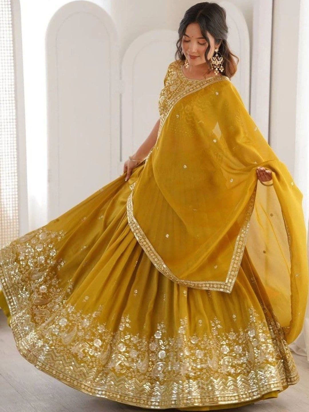 BLUSH STREET Embellished Semi-Stitched Lehenga & Blouse With Dupatta - view 1