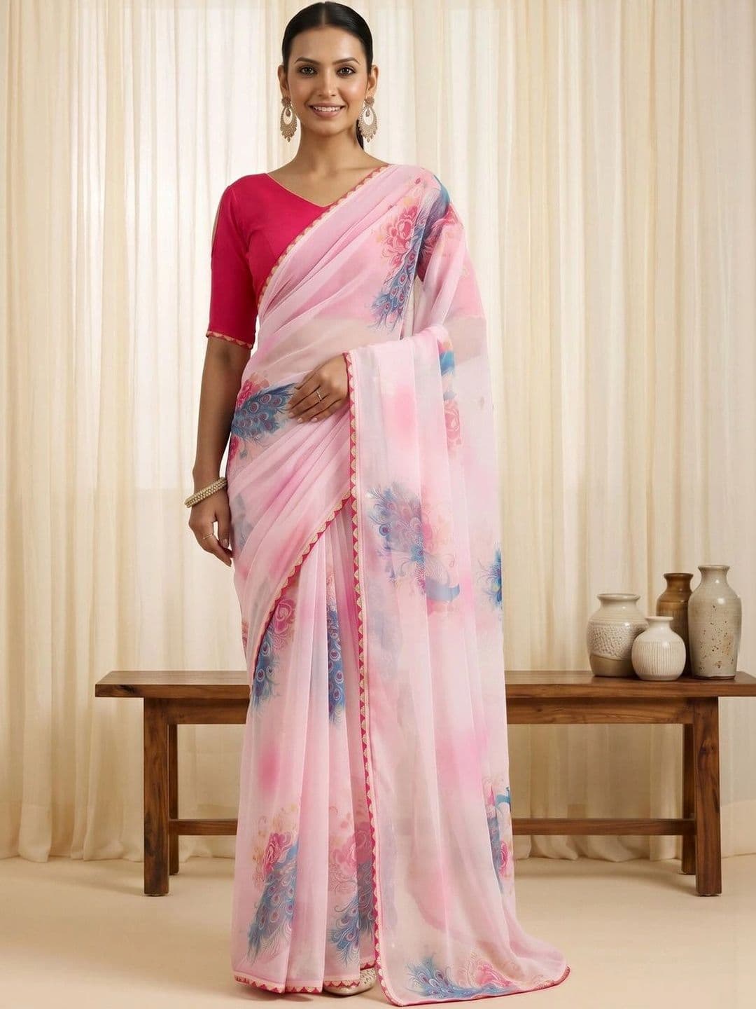 Saree mall Embellished Gotta Patti Poly Georgette Designer Sarees - view 1