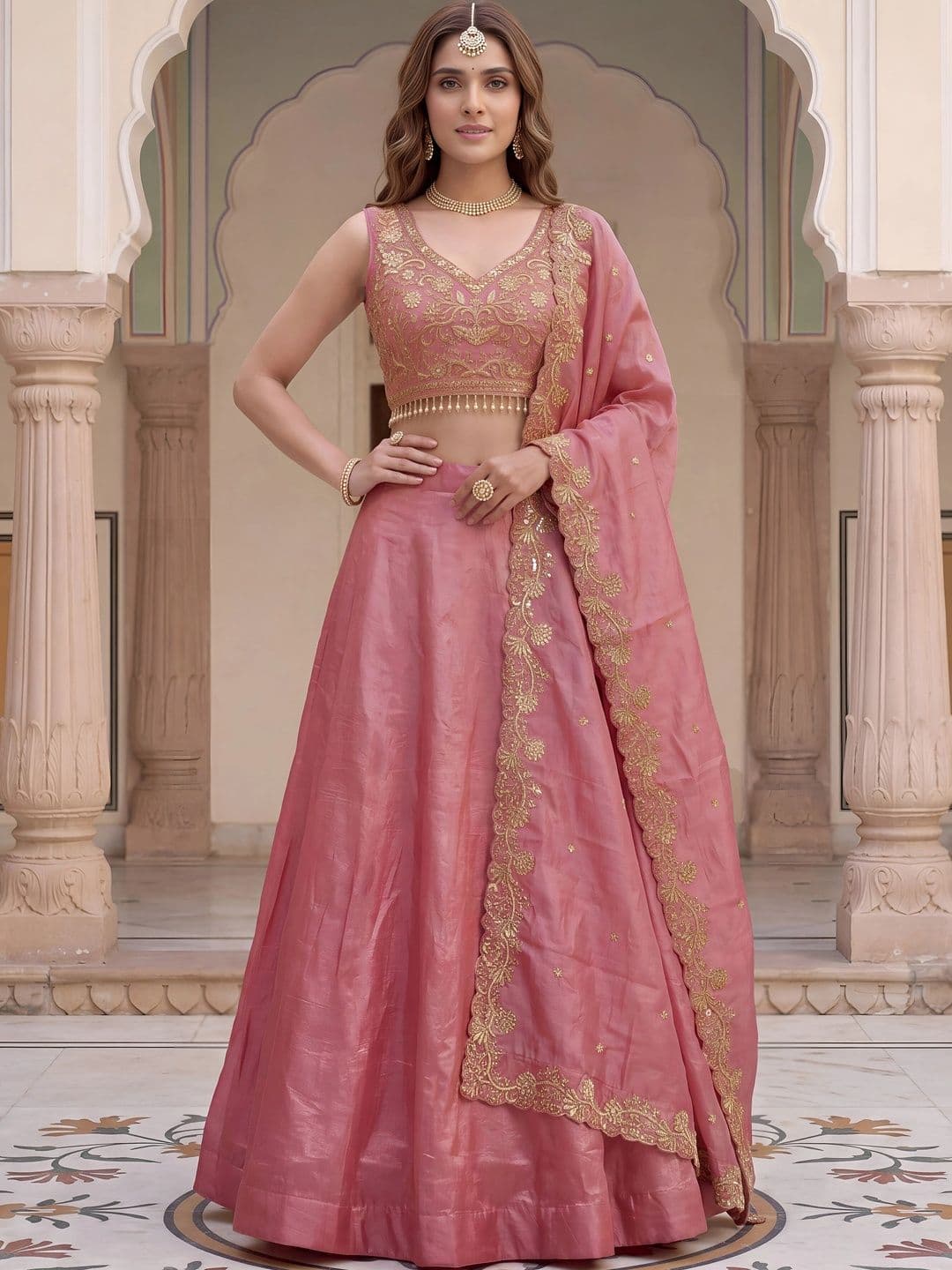 Zeel Clothing Embroidered Sequinned Semi-Stitched Lehenga & Unstitched Blouse With Dupatta - view 1