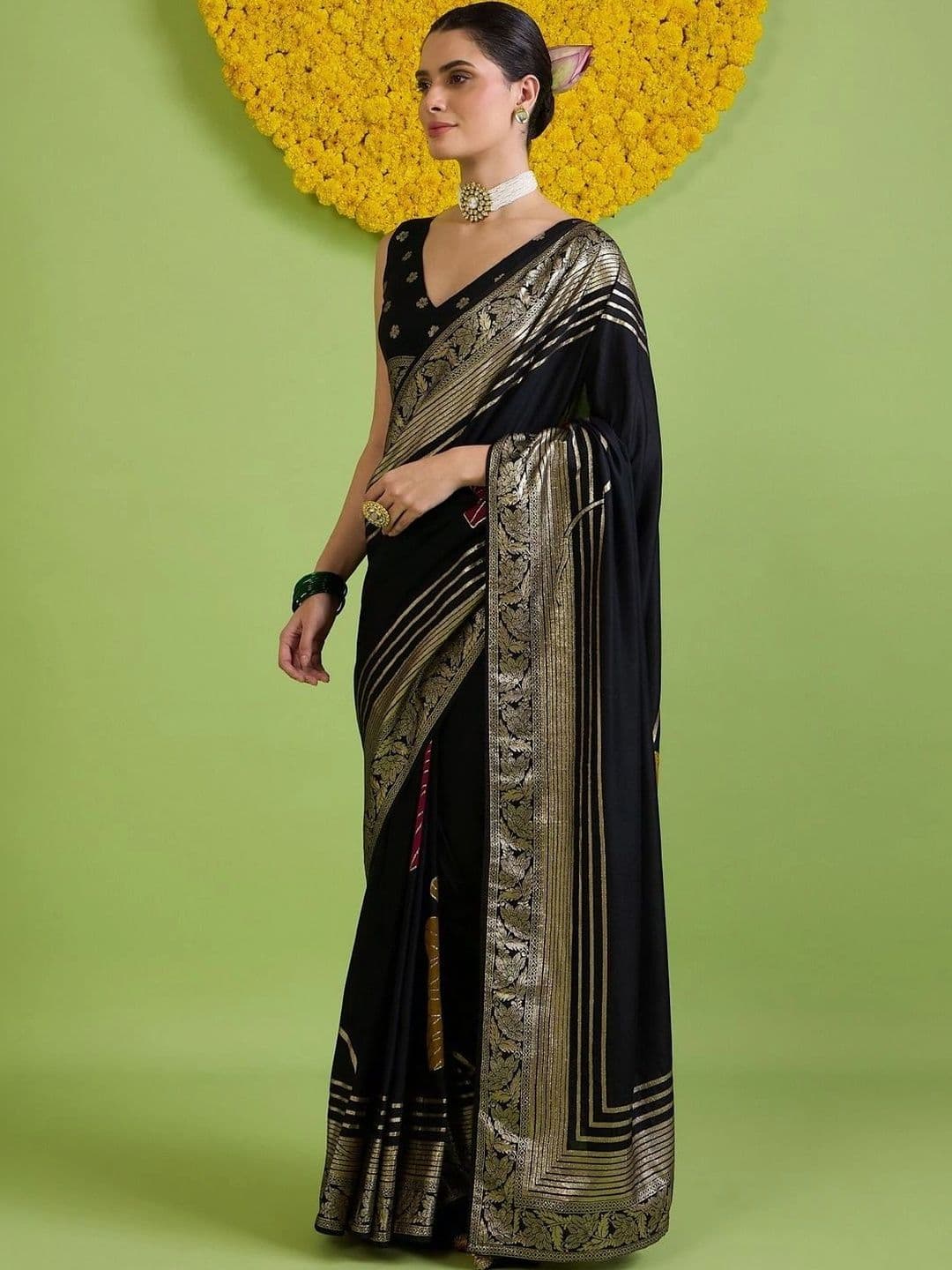 Saree mall Woven Design Zari Silk Blend Designer Banarasi Sarees thumbnail 4
