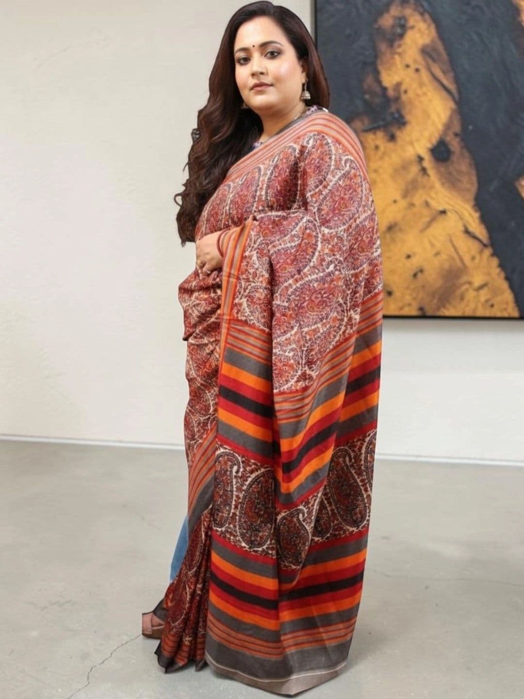 HAEMBY Paisley Art Silk Saree thumbnail 4