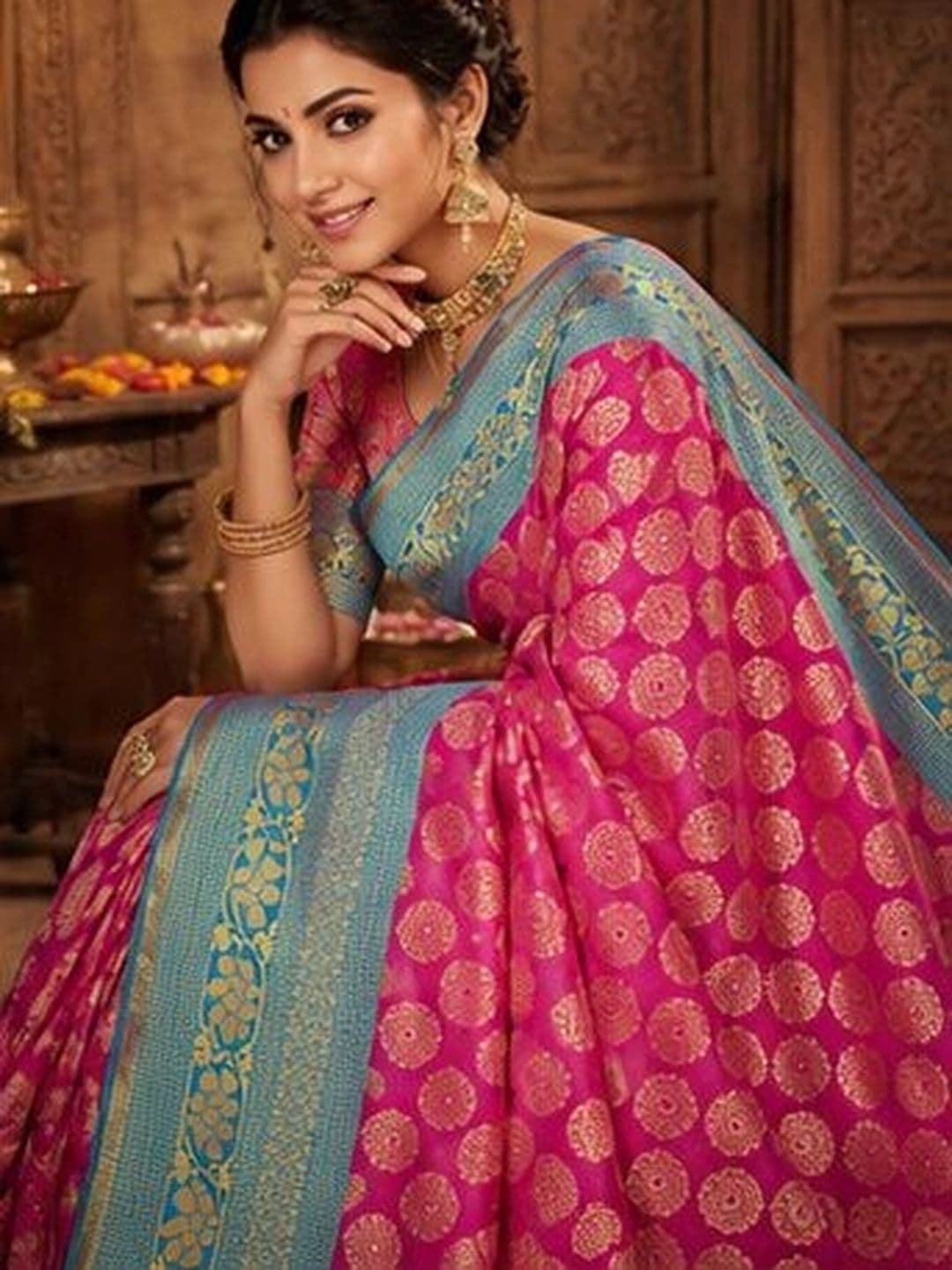 revika Woven Design Zari Art Silk Designer Kanjeevaram Saree thumbnail 5