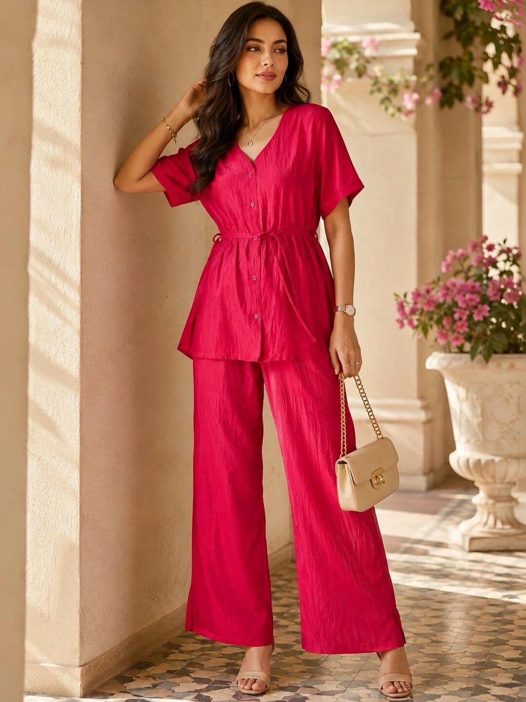 SERONA FABRICS Women Regular Kurta with Palazzos thumbnail 3
